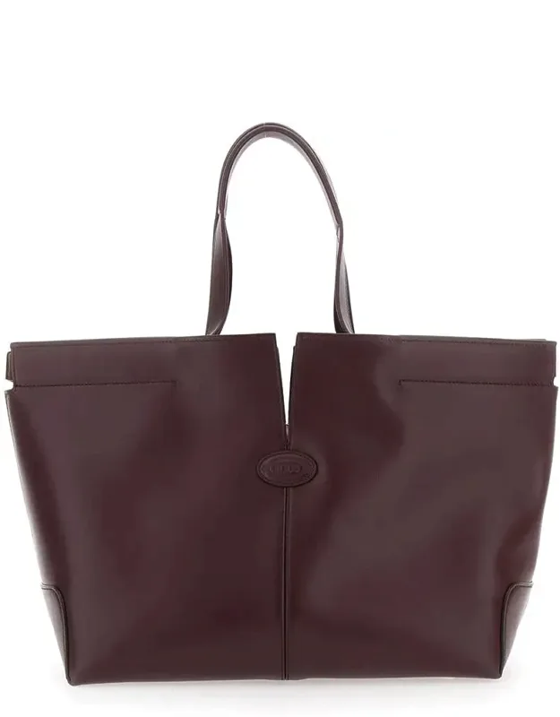 Tote Bag With Two Top Handles And Embossed Logo Lettering In Leather