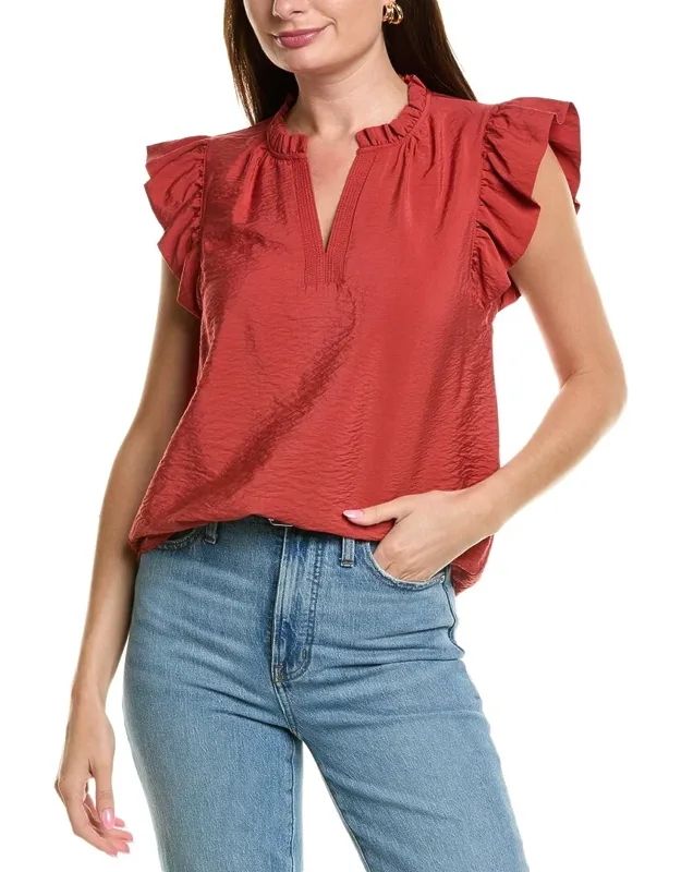 Trapunto Stitched Placket Top