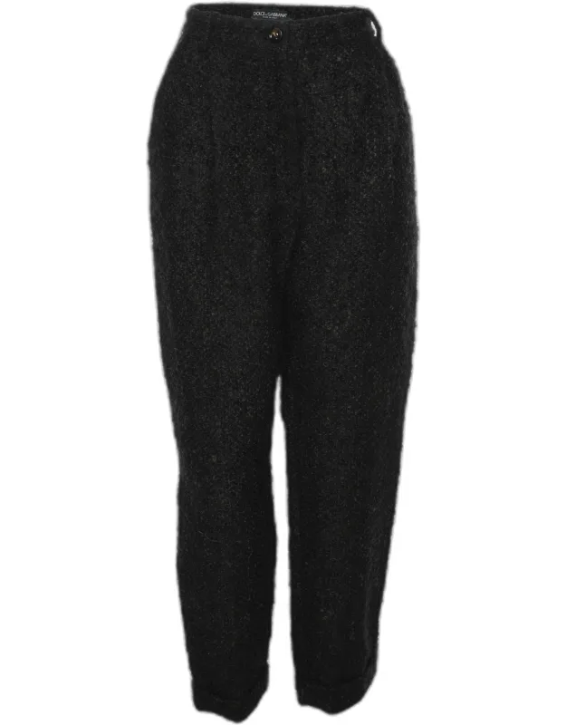 Fuzzy Wool Blend Carrot Fit Trousers