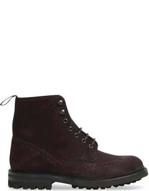 Brogue Detail Suede Ankle Boots