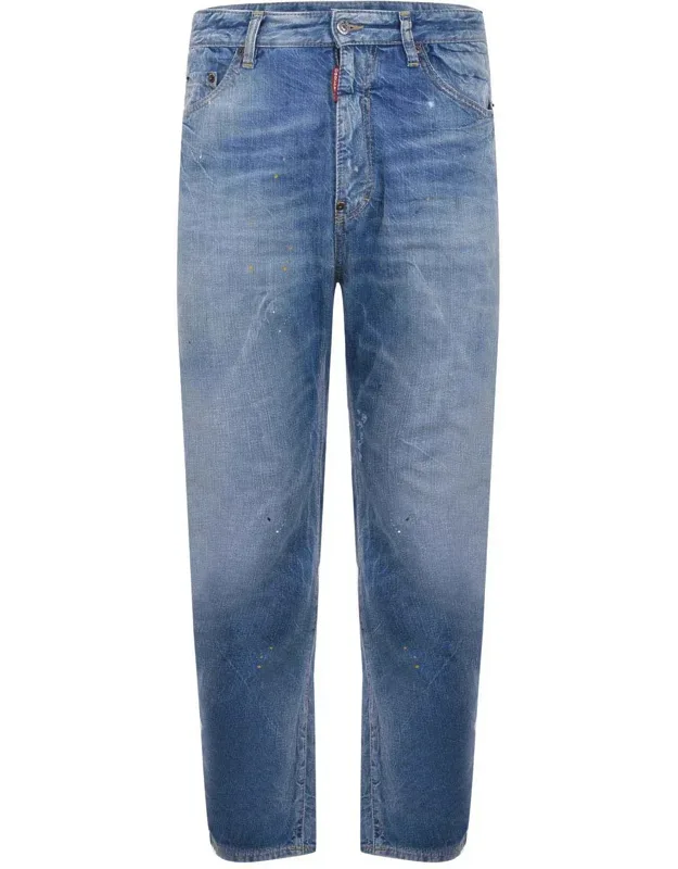 Dsquared2 London Bro Jeans With Stone Wash Effect And Contrasting Paint Splashes