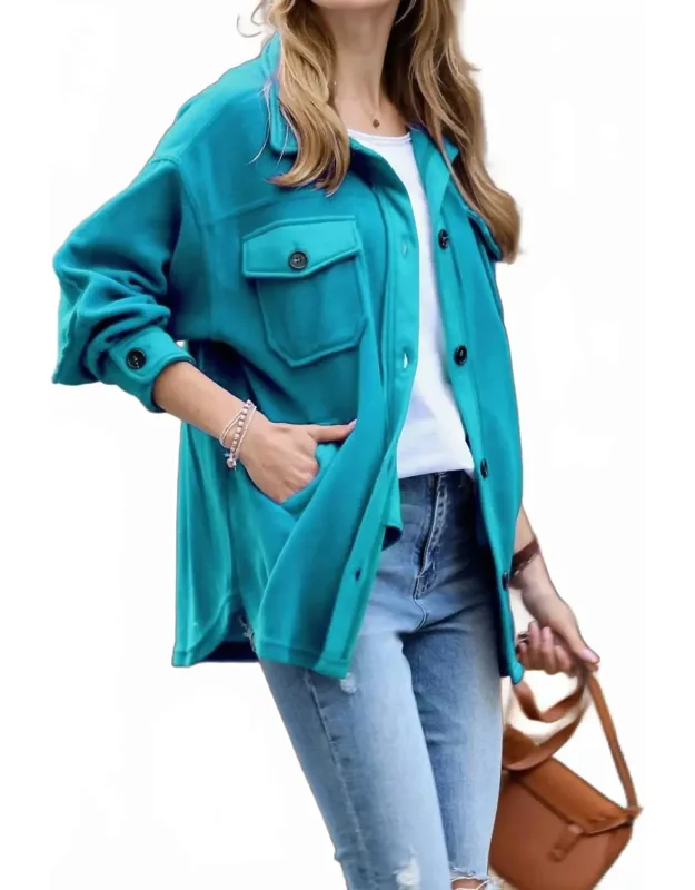 Fleece Button Front Pocket Shacket