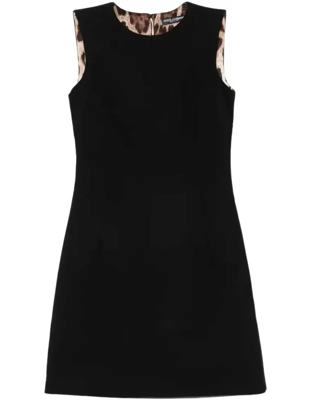 Leopard-print Lining Sleeveless Mini Dress