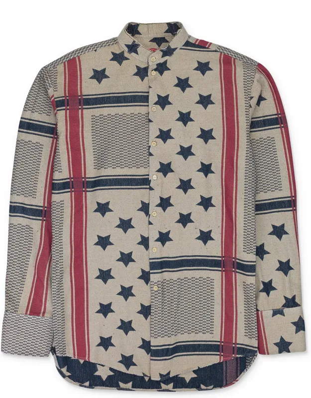 Multi Tunic American Flag Button-down Shirt