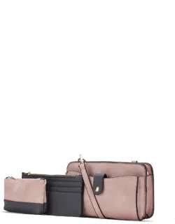 Muriel Vegan Leather Crossbody Bag With Card Holder And Small Pouch 3 Pieces