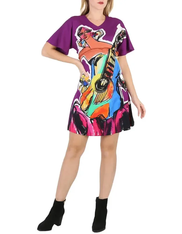 Sketches Print Double Stretch Georgette Dress