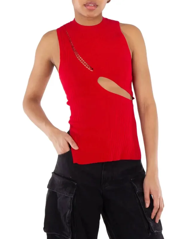 Cut Detail Sleeveless Top