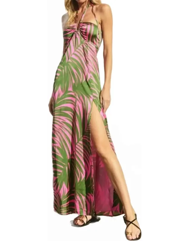 Tropical Adventures Halter Neck Maxi Dress