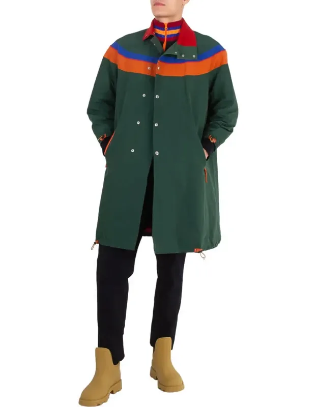 Colorblock Nylon Long Jacket