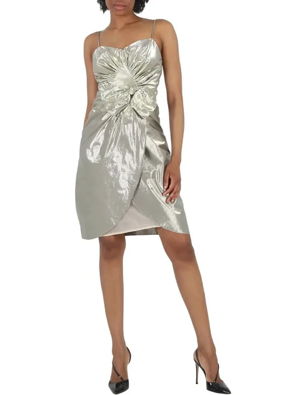 Silver Bow Detail Midi Dress
