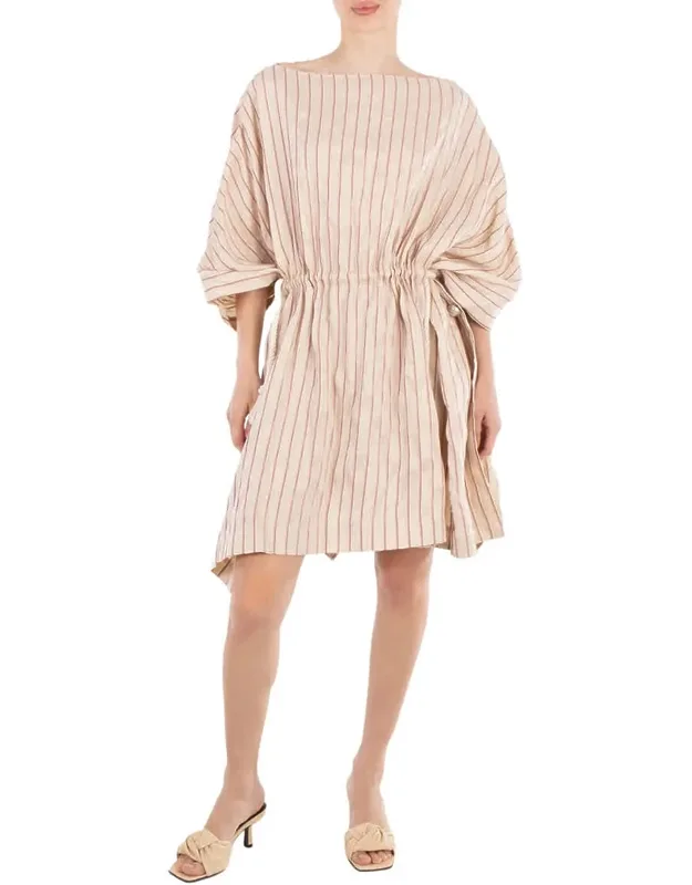 Striped Linen Boatneck Tunic Dress