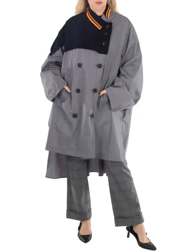 Light Gray Taffeta Long Coat