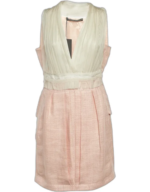Linen & Silk Pleated Sleeveless Dress