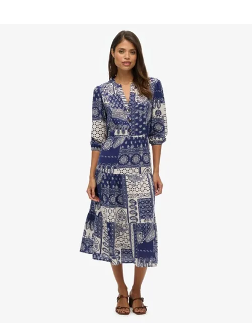 Woven Tiered Midi Dress