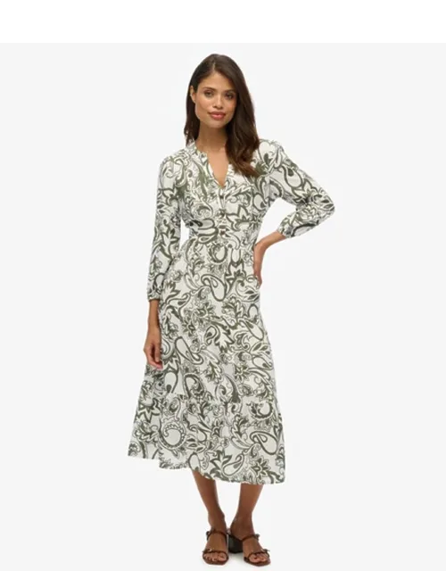 Woven Tiered Midi Dress
