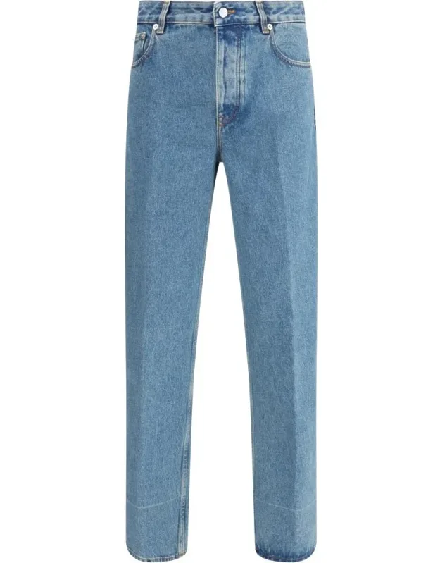 Jeans With Front Button Closure And Classic Five-pocket Fit