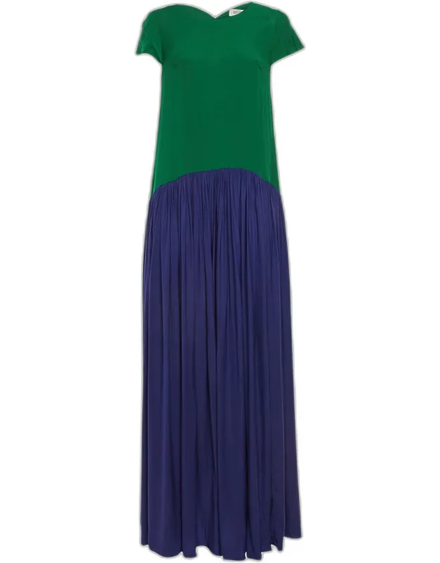Colorblock Crepe Maxi Dress