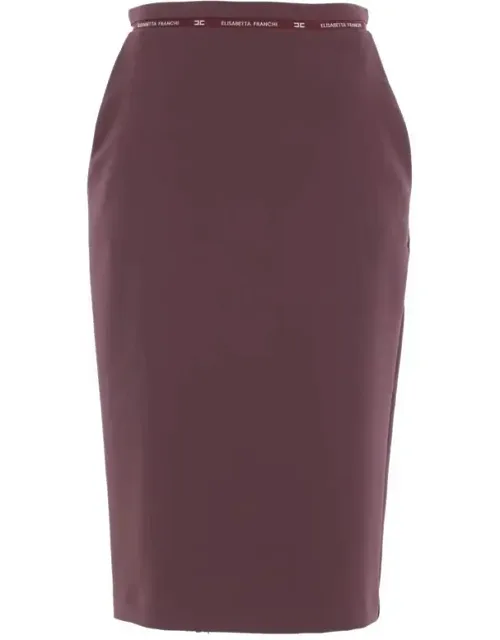 Elisabetta Franchi Skirts, Merlot, 95% Polyester, 5% Elastane, Made In Italy