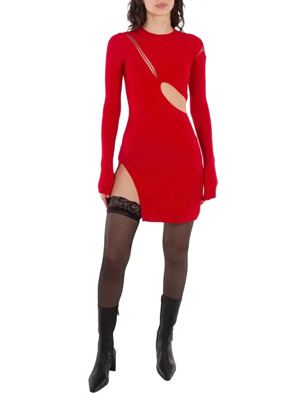 Cut-out Detail Long Sleeve Mini Dress
