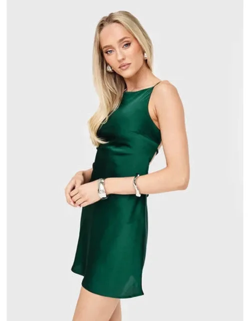Boatneck Tie Up Mini Dress