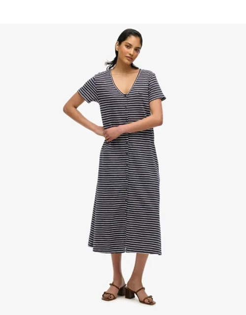 Short Sleeve Button Through Jersey Midi Dress