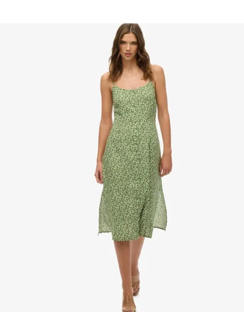 Printed Button-up Cami Midi Dress