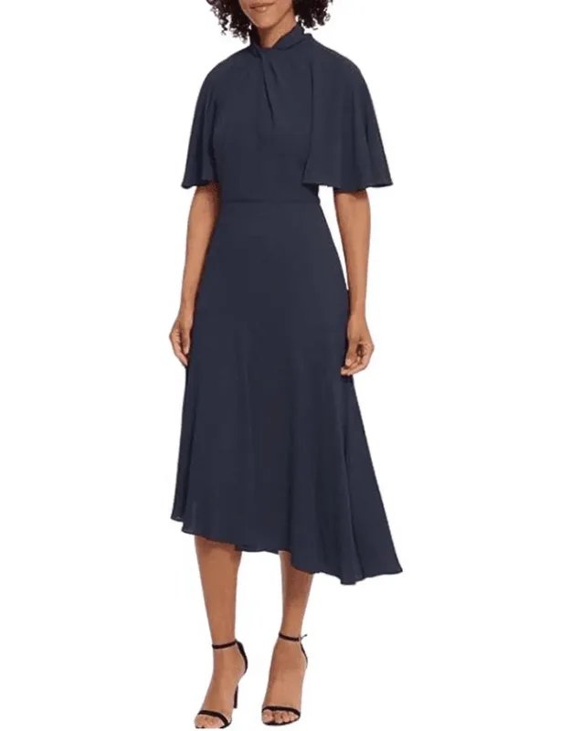 Twisted Mock Neck Asymmetrical Dress