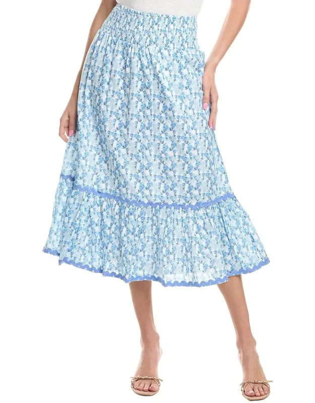 Smocked Waist Midi Skirt