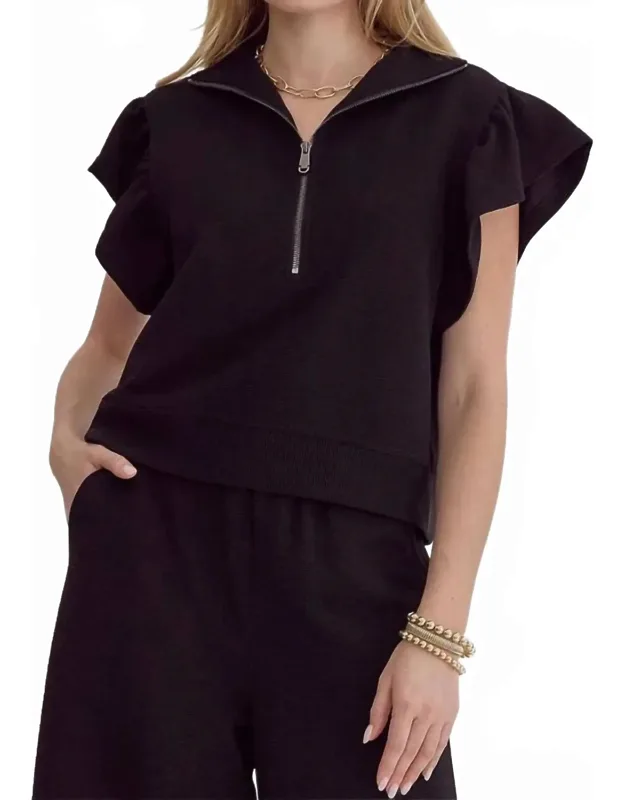 Ruffle Sleeve Textured Top