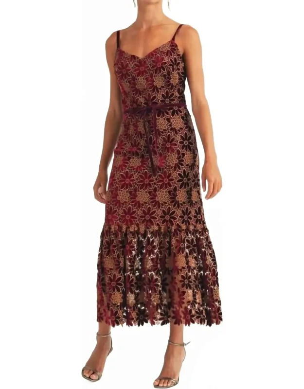Vera Velvet Floral Midi Dress