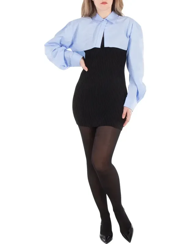 Long Sleeve Ribbed Shirt Dress