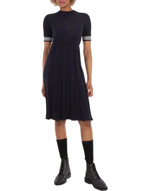 Cotton Pleated Cricket Striped Cable Dress