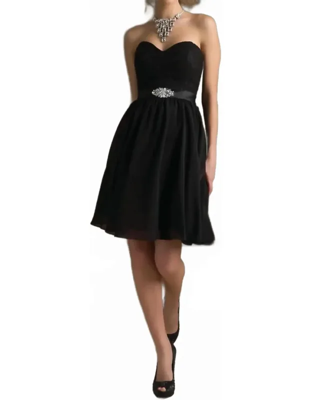 Cocktail Lace Chiffon Dress With Satin Tie Sash
