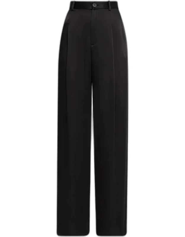 Mid-rise Pleated Relaxed Straight-leg Pants