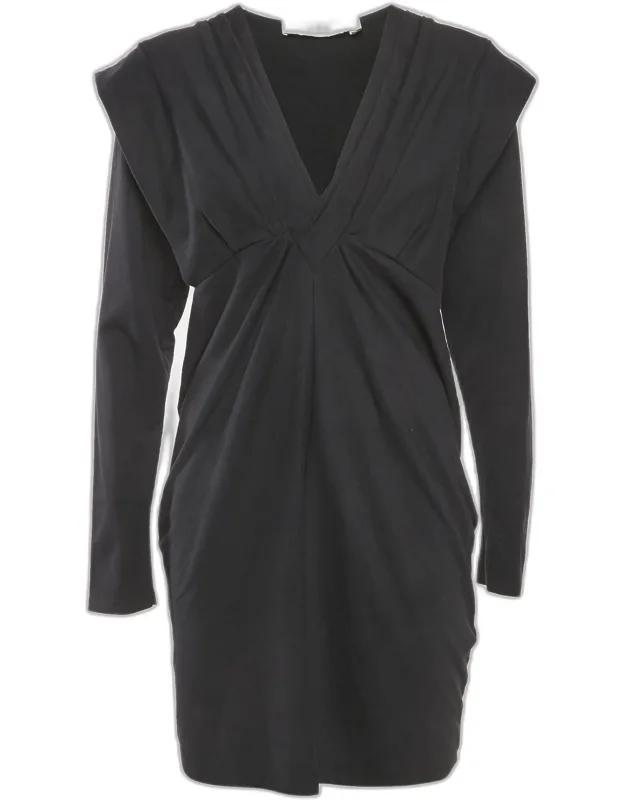 Cotton Knit V-neck Mini Dress