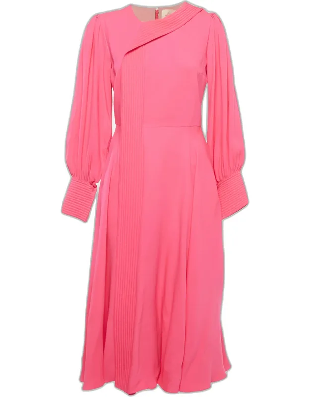 Quilted Panel Silk Crepe Midi Dress