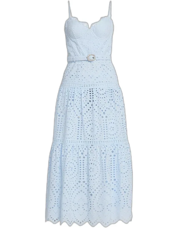 Belted Eyelet Maxi Dress