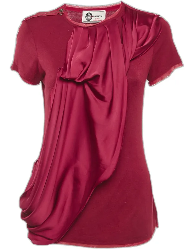Jersey Satin Drape Trim Detail Top