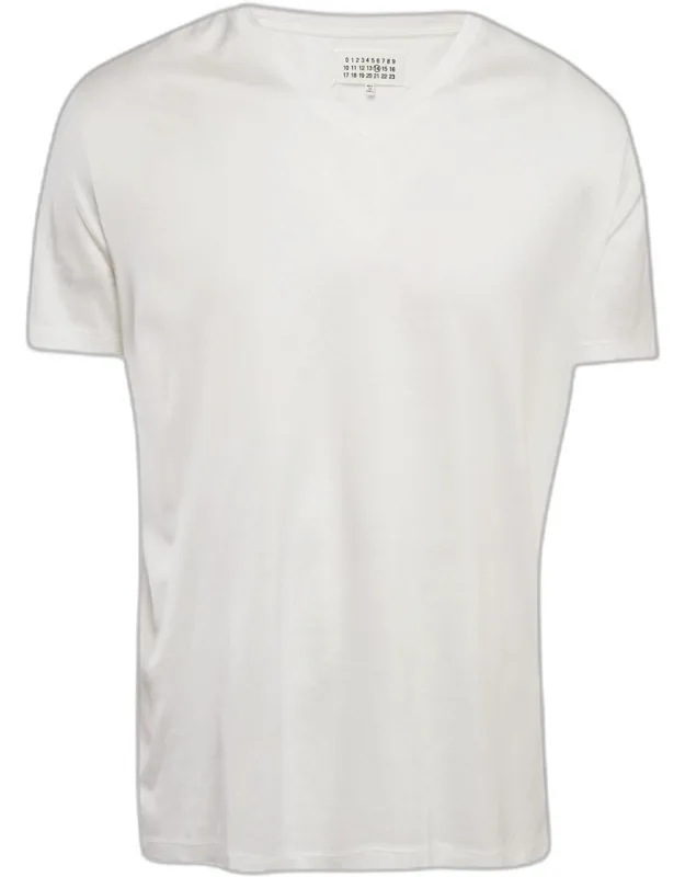 White Jersey V-neck Slim Fit T-shirt