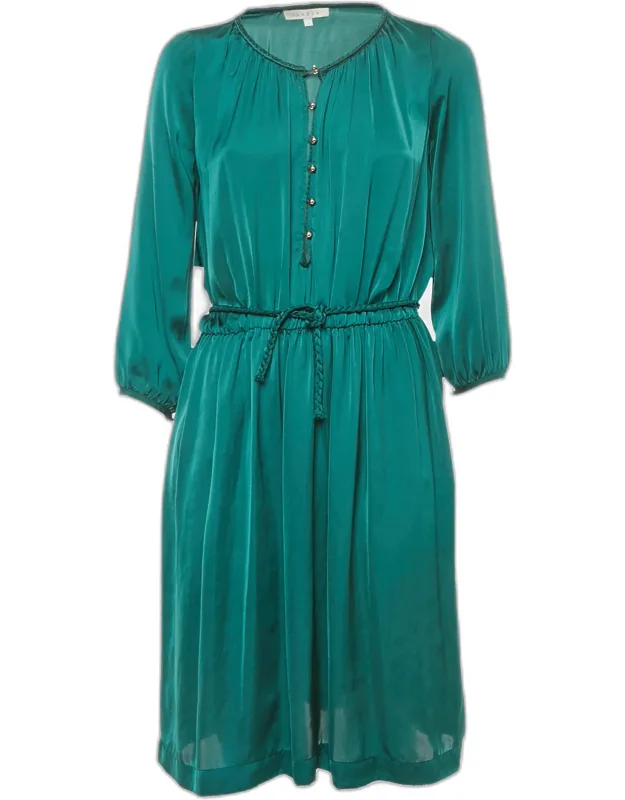 Satin Waist Braided Tie-up Detail Dress