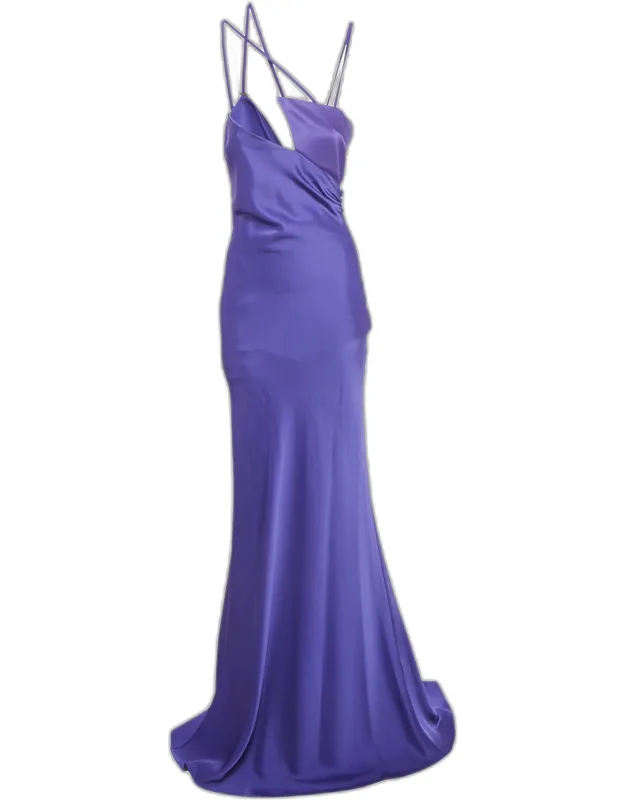 Vivid Violet Satin Long Dress
