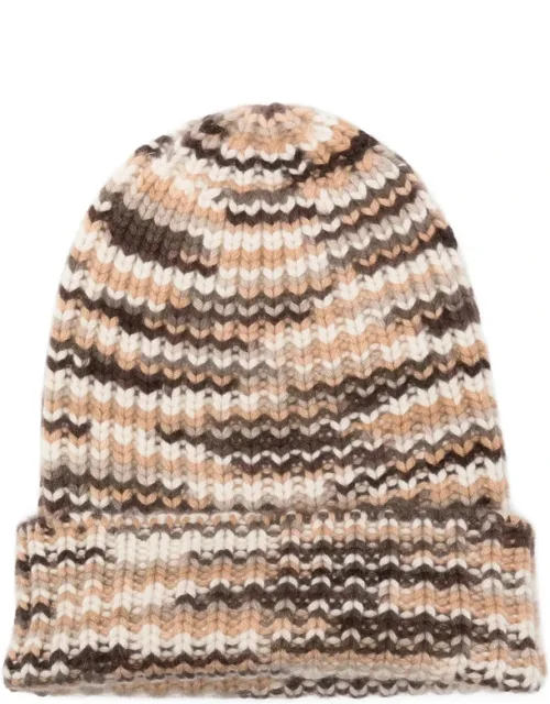 Striped Cashmere Beanie Hat