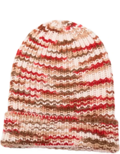 Striped Cashmere Beanie Hat