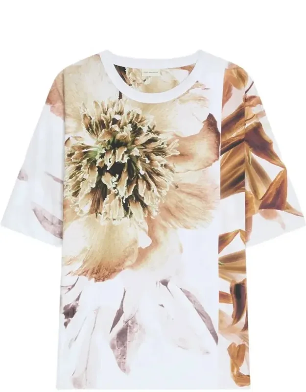 Hein Peony Print Cotton T-shirt