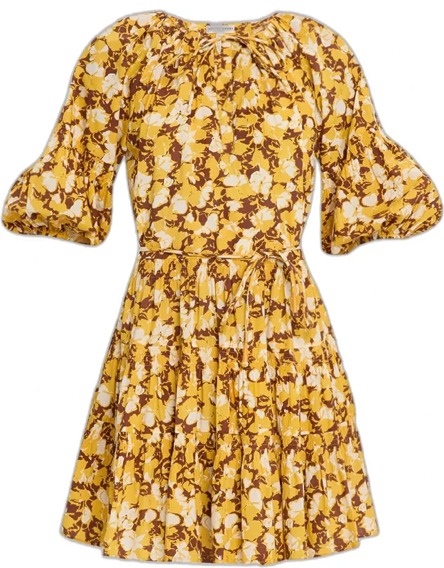 Tiered Organic Cotton Voile Mini Dress