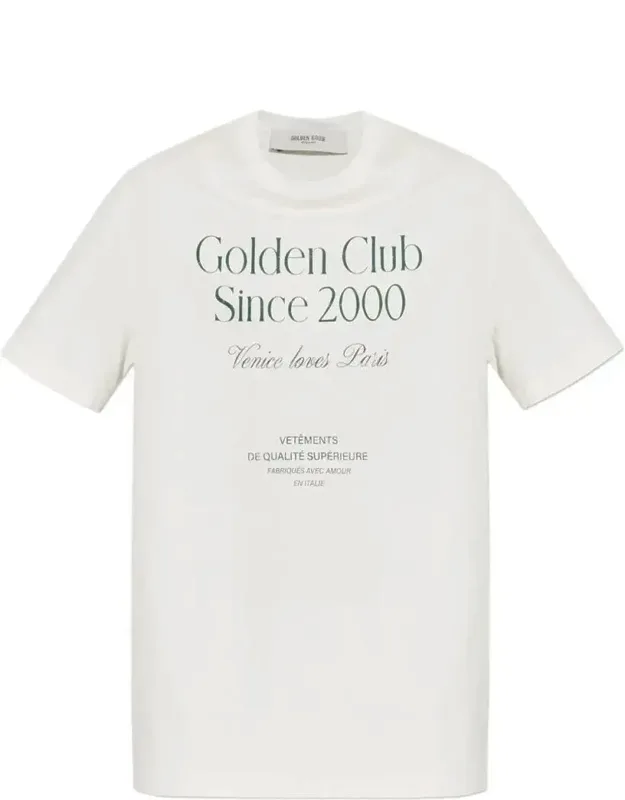 `golden Club Since 2000` Print Cotton T-shirt
