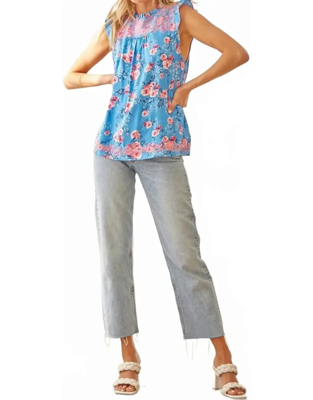 Flutter Sleeve Embroidered Top