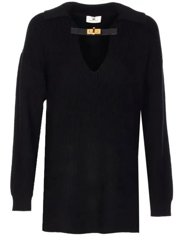Sweater V-neckline Interlocking Closure