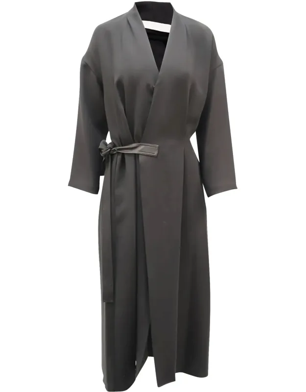 Wrap Dress With Faux Leather Belt