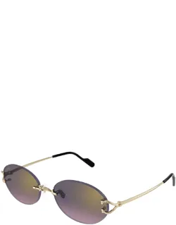 Sunglasses Gold Multicolor Rectangle Metal
